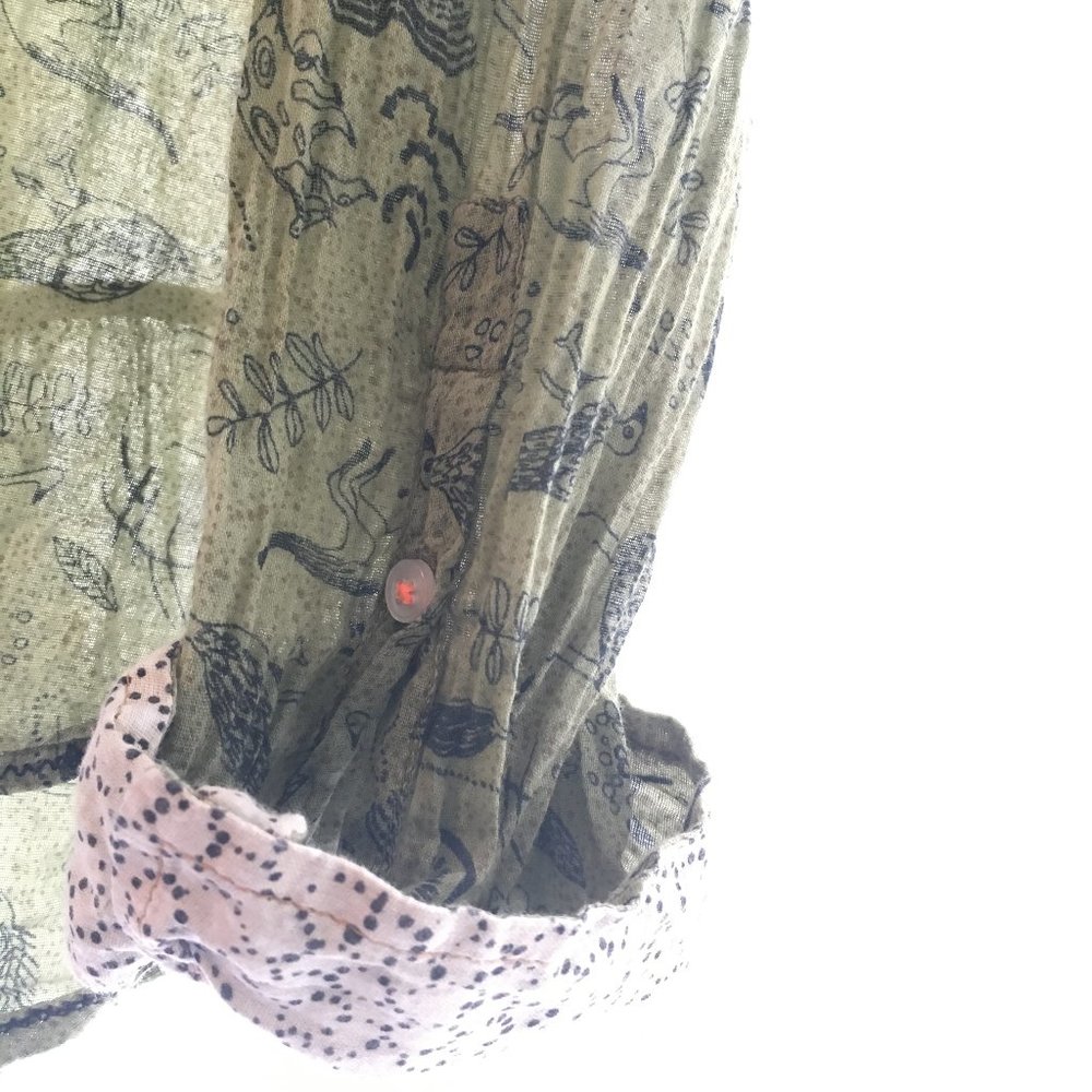 Anthropologie Holding Horses button-down sheer blouse with quirky animal print
